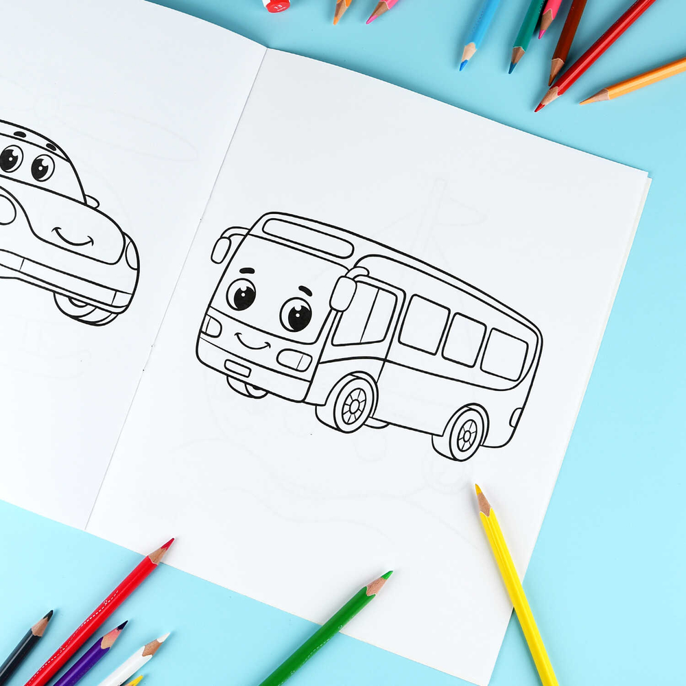 Книжка-раскраска для детей. Серия "Моя первая раскраска" ВЕСЕЛЫЙ ТРАНСПОРТ