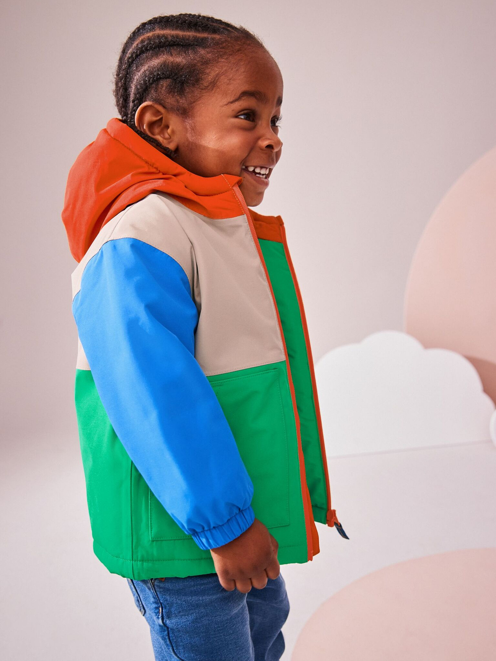 Куртка непромокаемая с капюшоном для мальчика Next Q53-240, Серый, Зеленый, Синий