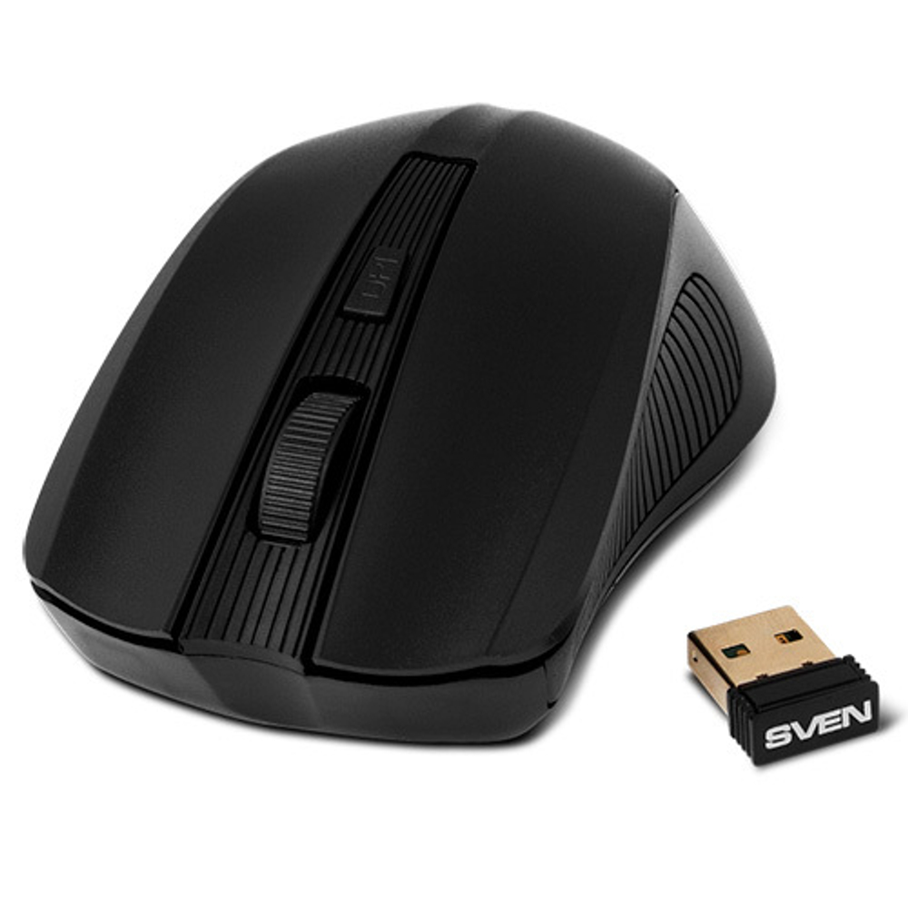 SVEN Беспроводная мышь RX-400W чёрная (3+1кл. 600/1000/1400DPI, блист)