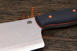 Топорик кухонный Мастерской Тать 160мм, сталь 50Х14МФ, G-10 черный (оранжевый спейсер)