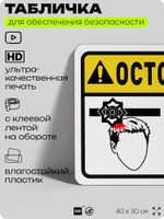 Табличка для обеспечения безопасности "Осторожно, берегите голову", для офиса, по охране труда для предприятия, организаций, 40х30 см, Silver Plane x Айдентика Технолоджи