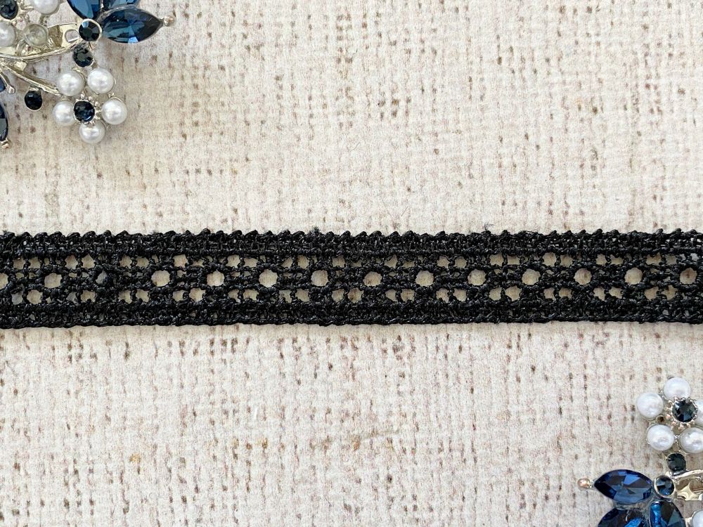 Кружево плетеное, ш. 1,5 см, чёрный