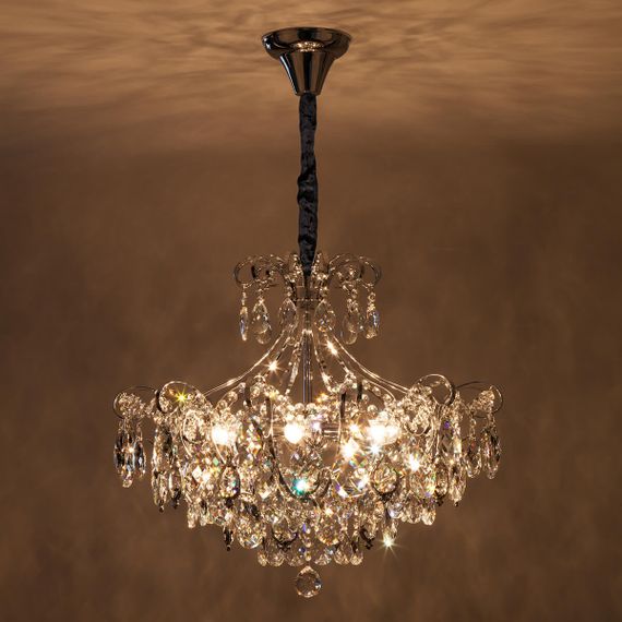 Подвесная люстра Eurosvet 10080/6 хром/прозрачный хрусталь Strotskis