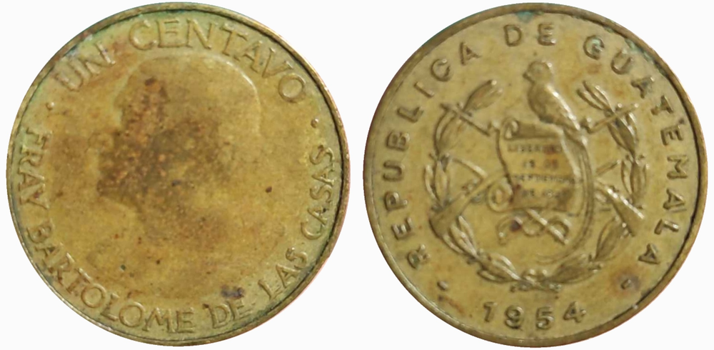 Гватемала 1 сентаво, 1949 - 1954 Герб XF