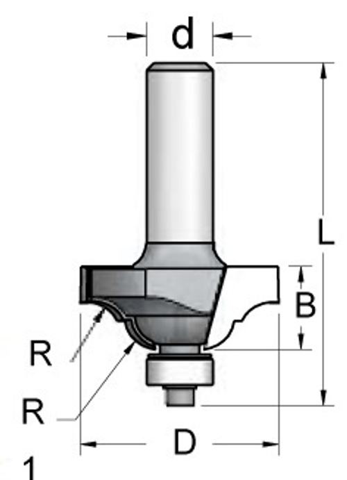 Фреза RN03002 профиль эрмитаж R5 D31,8 B13 подшипник хвостовик 12