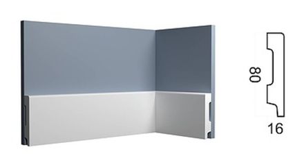 Плинтус Контур под покраску, 80x16 мм