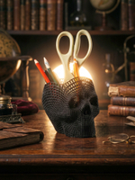 Подставка для карандашей, конфетница, череп-сетка, 3D печать, черная