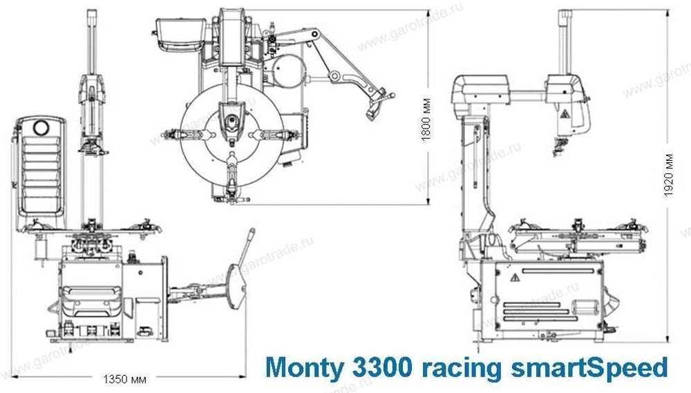 Профессиональный двухскоростной шиномонтажный станок Monty 3300 Racing SmartSpeed GP Hofmann