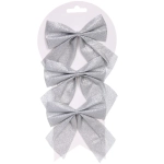 Бант на ёлку «Зимнее очарование» 11*11 см (набор 3 шт), Серебро