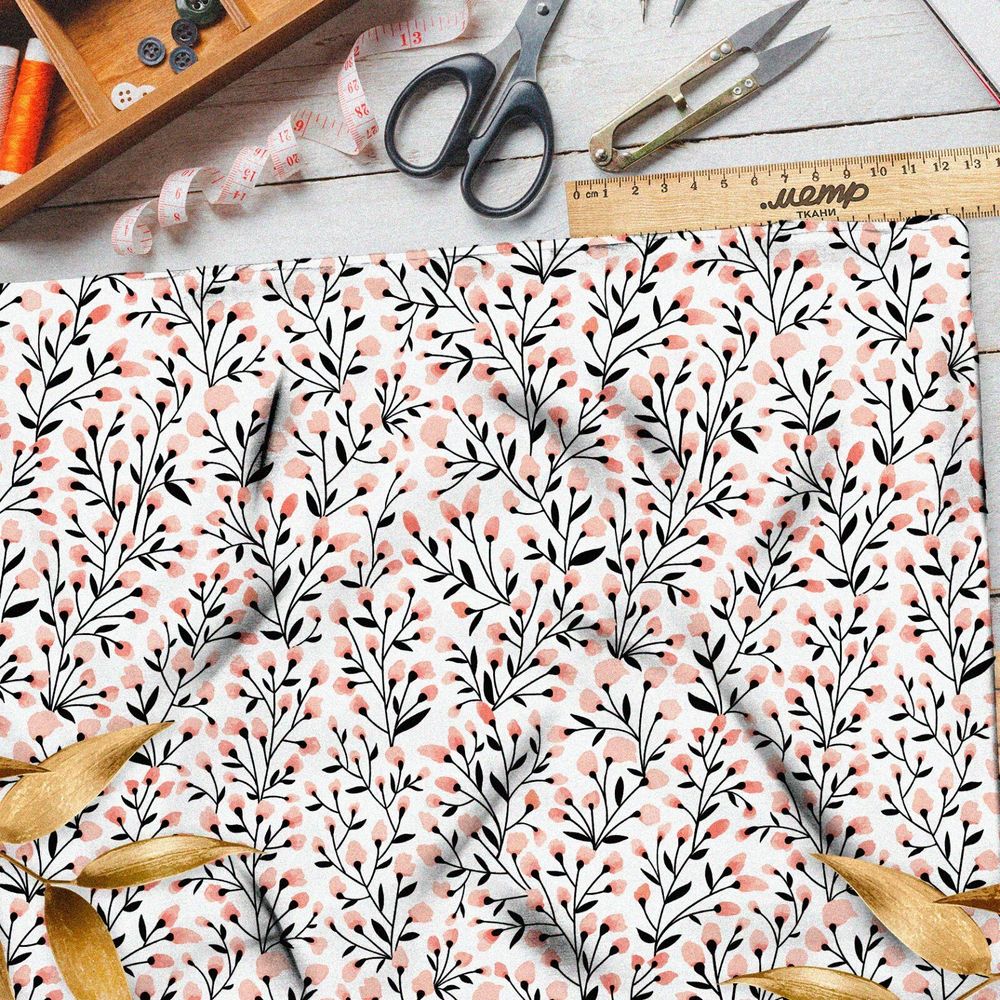 Ткань сатин цветочный рисунок с летним цветком