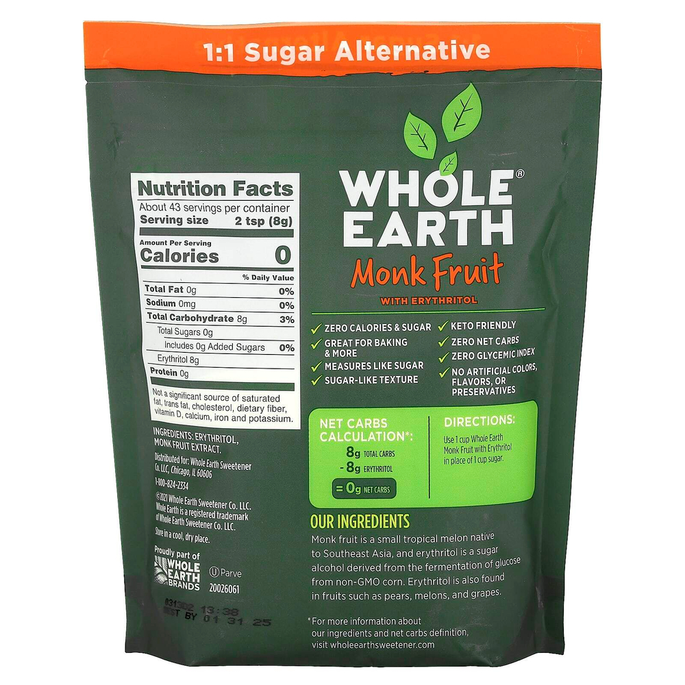 Whole Earth, архат с эритритолом, 340 г (12 унций)