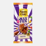 Шоколад Alpen Gold Max Fun Взрывная карамель мармелад печенье 140г