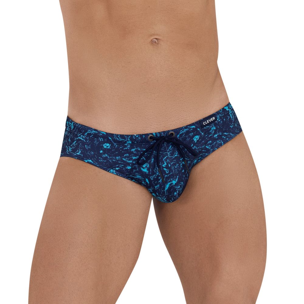 Мужские плавки темно-синие с принтом Clever AURA SWIMSUIT BRIEF 115408