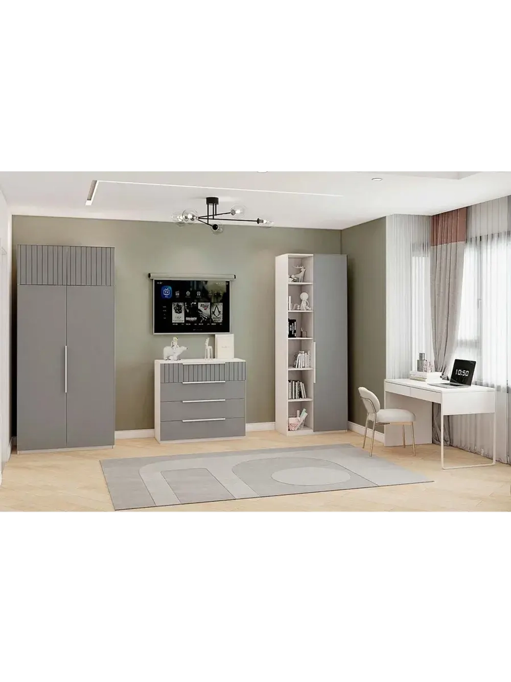 Шкаф для одежды распашной с полками Белый 100х57х220