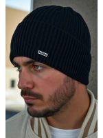 шапка вязаная теплая с отворотом стильная