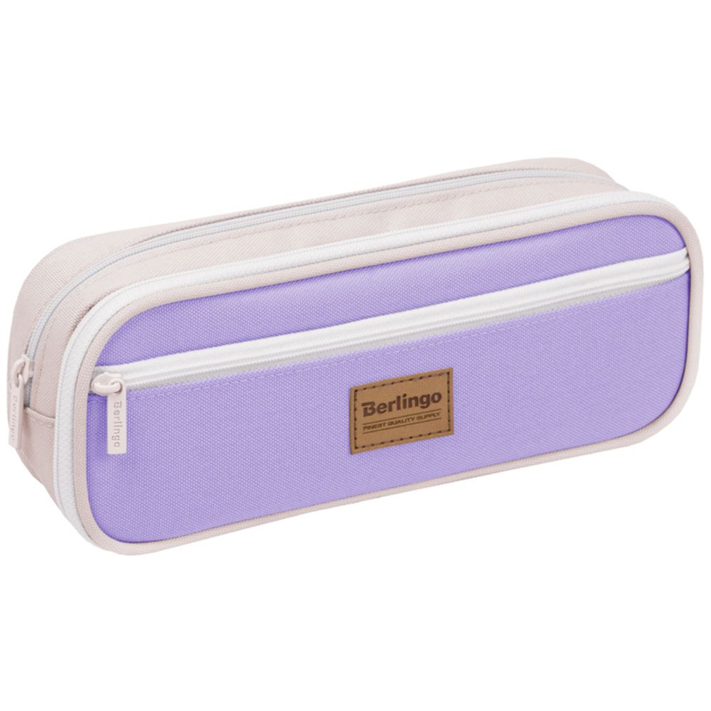 Пенал мягкий прямоугольный 2 отделения 220х80х50 Berlingo Pastel lilac, ткань