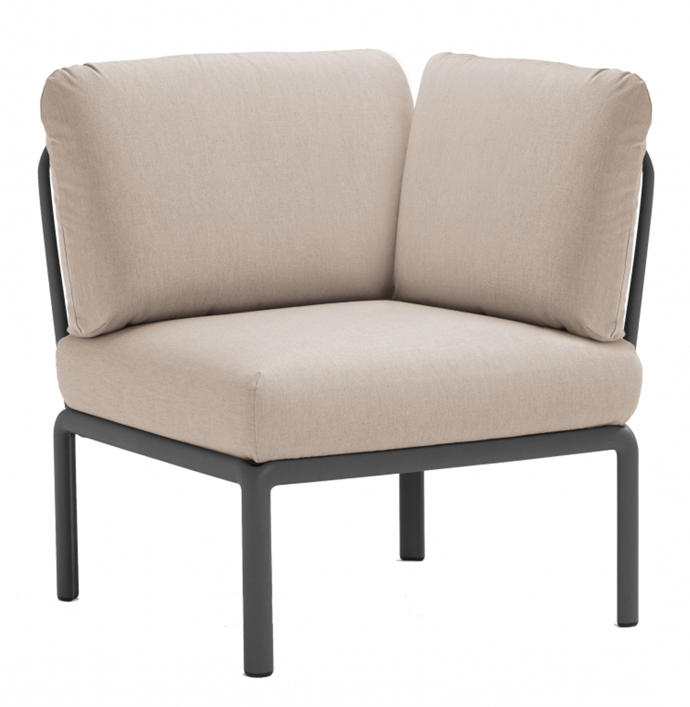 Модуль угловой пластиковый с подушками Nardi Komodo Elemento Angolo, антрацит, холст