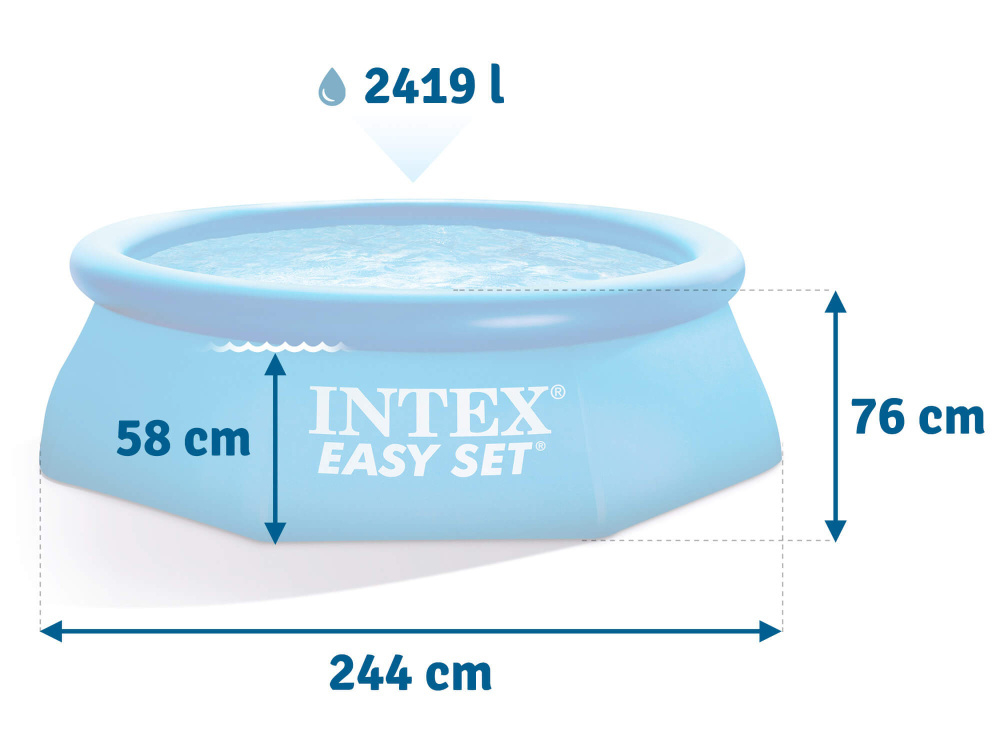Бассейн надувной Intex Easy Set 244х76 см + фильтр-насос 1250 л/ч (28112)