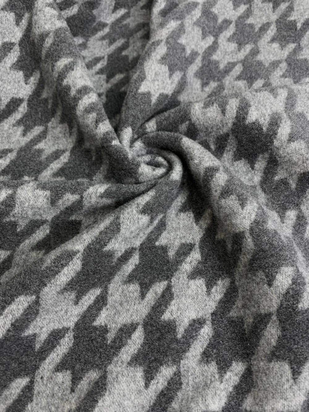 Пальтовая принт гусинная лапка, серый шерсть