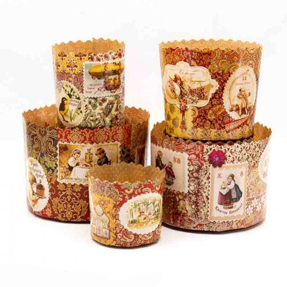 Форма бумажная для кулича d110*h85 мм РЕТРО (300 гр.)