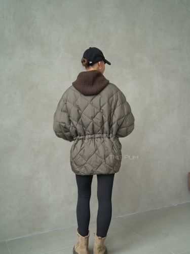 Жилет с трикотажным капюшоном в цвете хаки