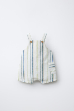 ZARA КОРОТКИЙ КОМБИНЕЗОН В ПОЛОСКУ, ЭКРЮ