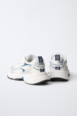 ZARA КРОССОВКИ С ДЕТАЛЯМИ ИЗ СЕТЧАТОЙ ТКАНИ, БЕЛЫЙ