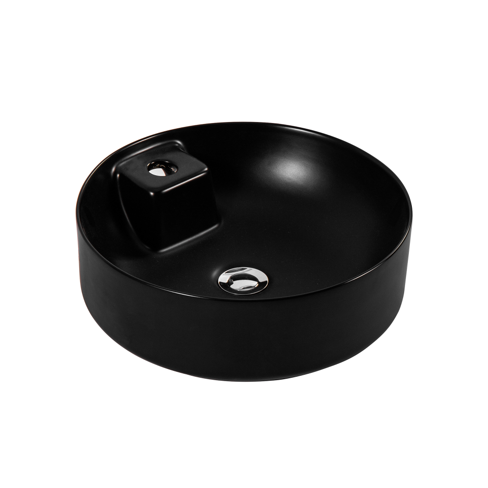 Раковина накладная для установки на столешницу AQUATEK ЕВРОПА AQ5212-MB 405*405*140, с отверстием под смеситель, матовый черный
