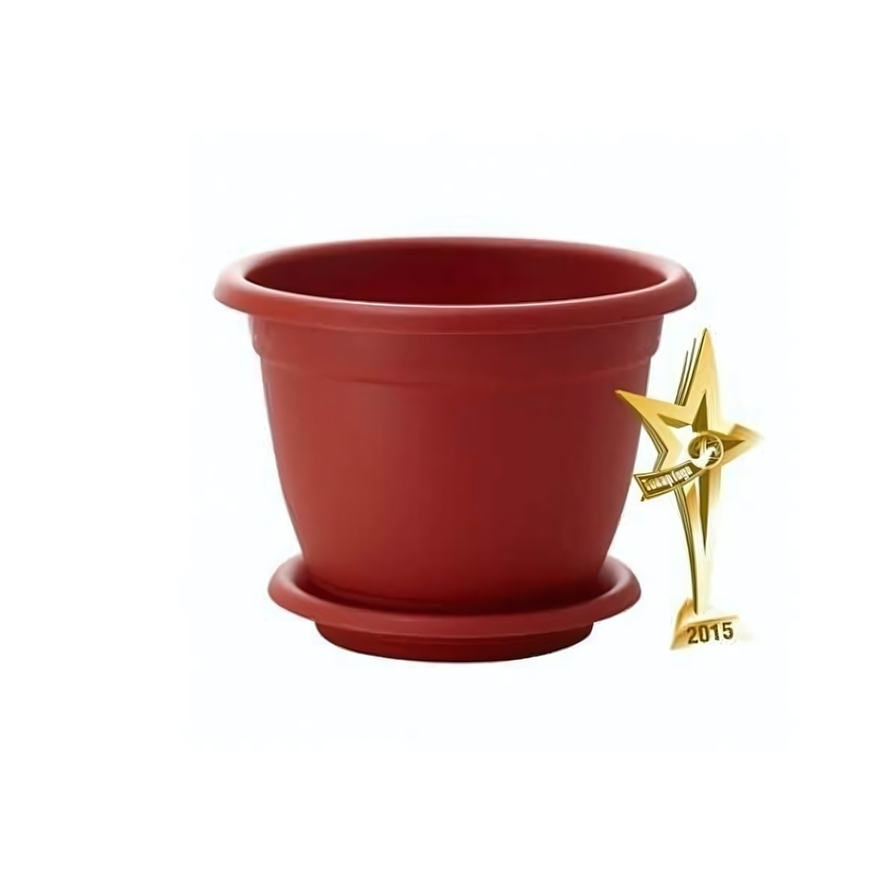 Горшок для цветов Борнео D 170 mm, 1,5л с подставкой №2 терракотовый (пластиковый)