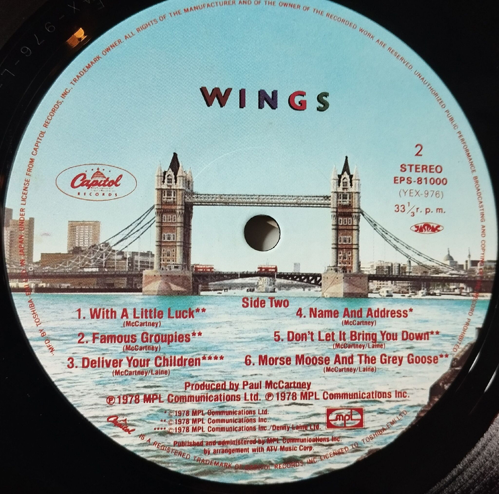 Винтажная виниловая пластинка LP Paul McCartney Wings London Town (Japan 1978) (No Obi) With A Little Luck