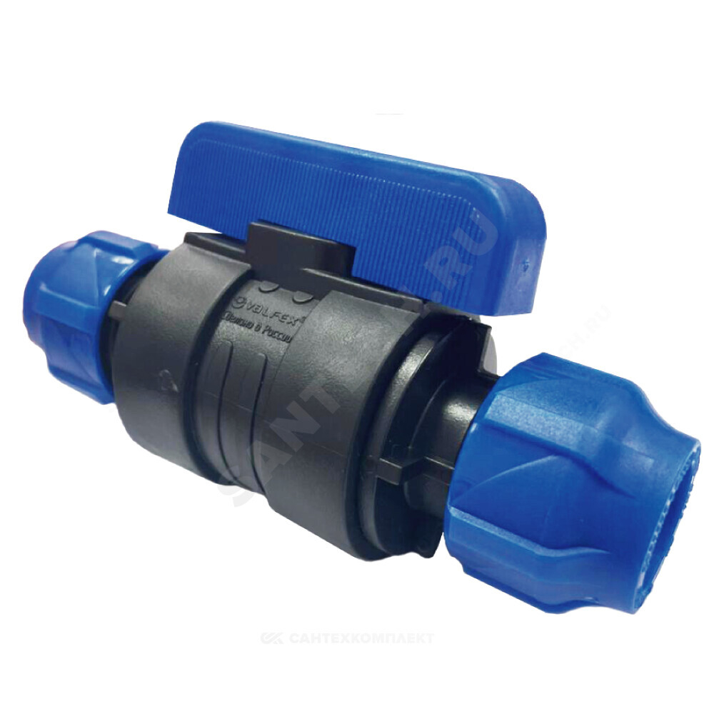 Кран шаровой компрессионный ПЭ Дн 25х25 Ру16 VALFEX 121001232525