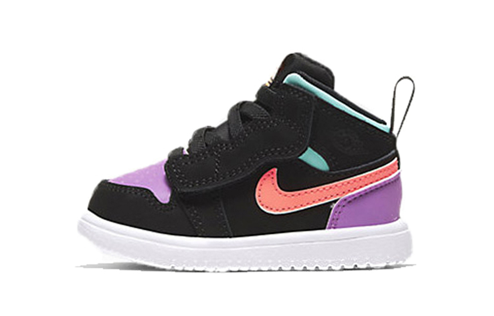 Baby Jordan Air Jordan 1 MID ALT comfortable casual Mandarin duck non-slip lightweight mid-help toddler shoes purple blue