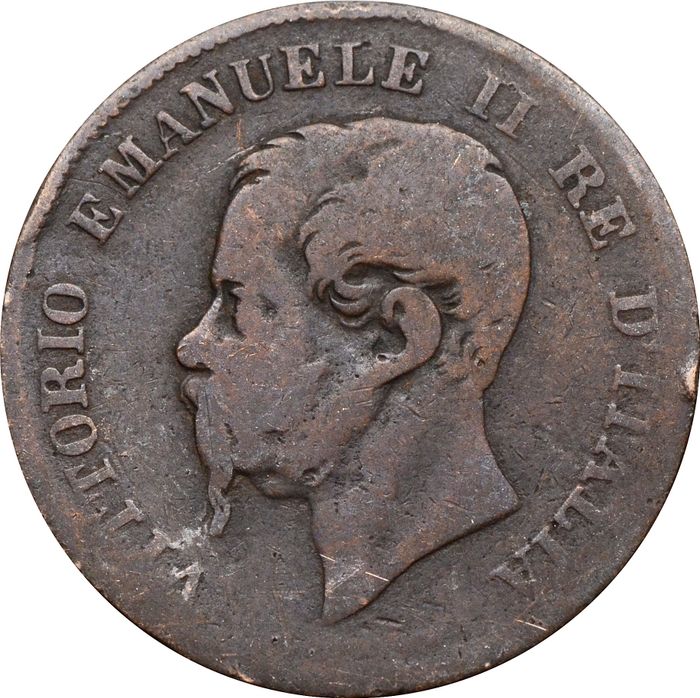 5 чентезимо 1861 Италия (Отметка монетного двора: "M" - Милан) F-VF