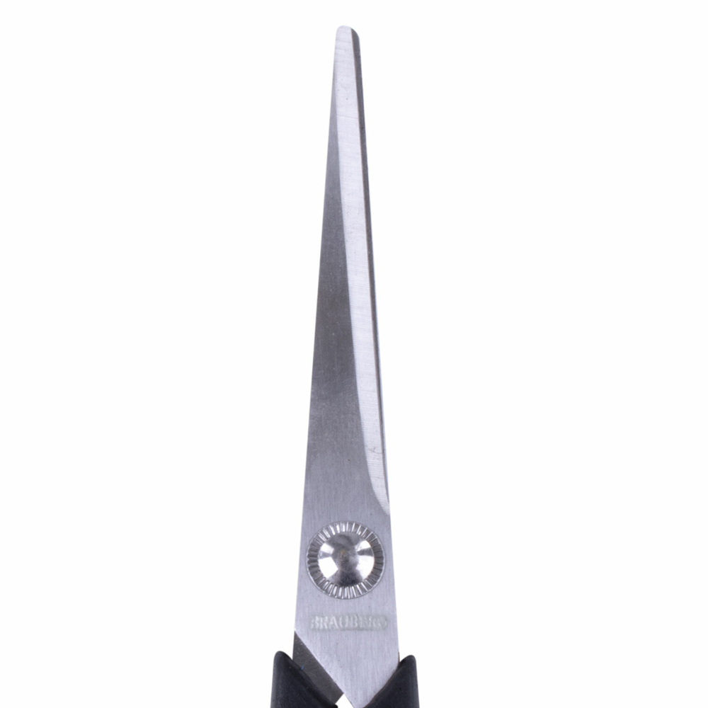 Ножницы BRAUBERG "Soft Grip" 165 мм черно-синие резиновые вставки 3-х сторонняя заточка (8 штук в упаковке)