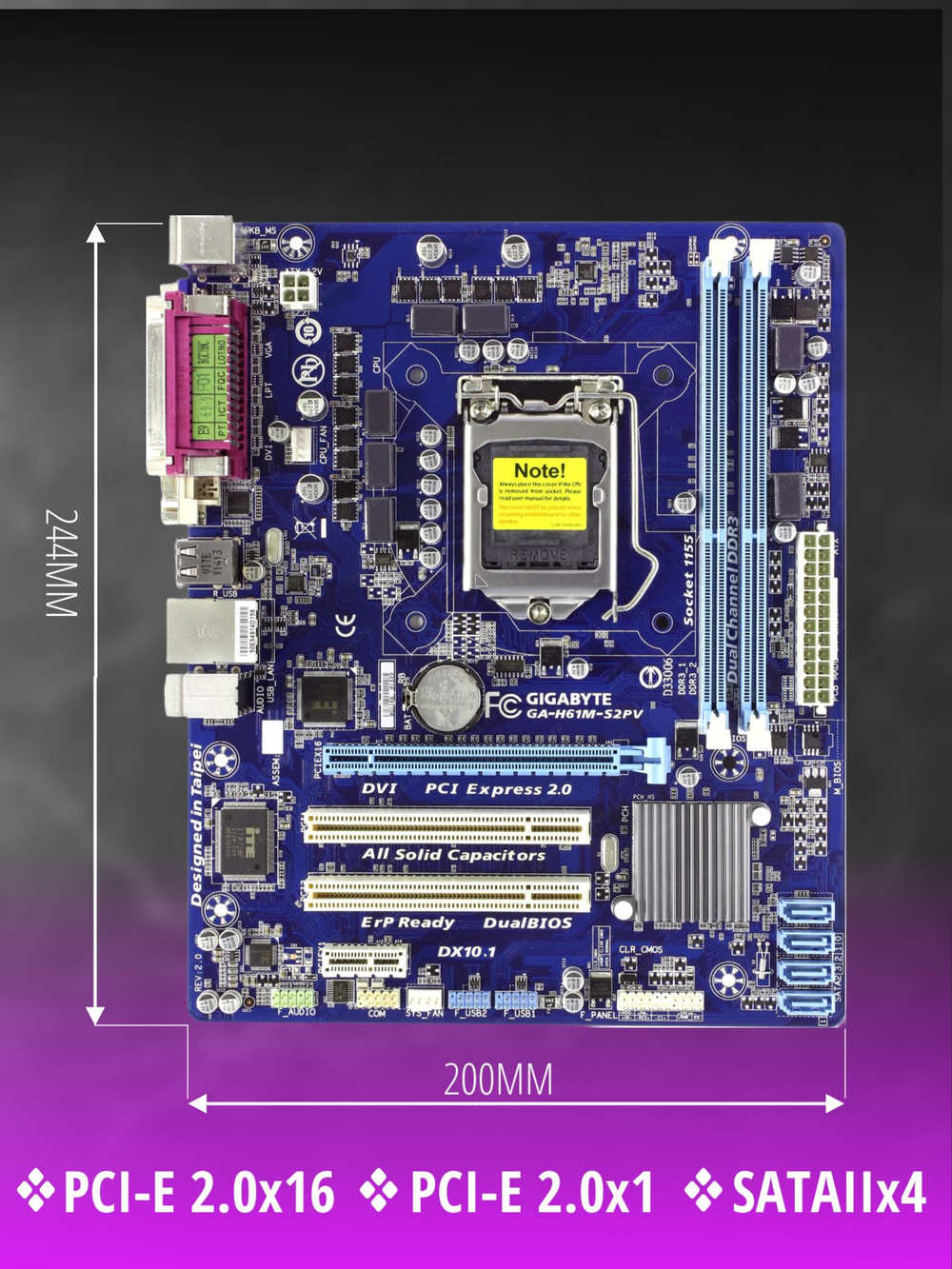 S-1155 Материнская плата Gigabyte GA-H61M-S2PV