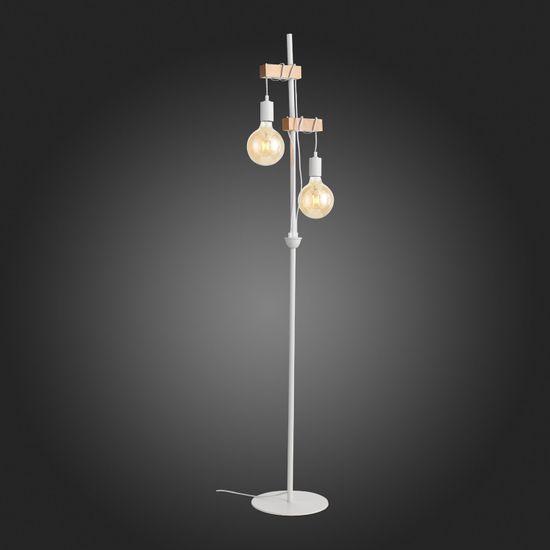 SL1142.505.01 Светильник напольный Белый, Светлое дерево E27 2*60W BAGETTI