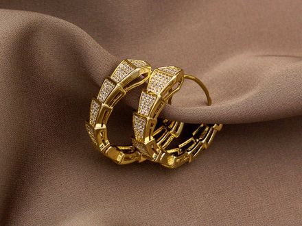 Cерьги-кольца "Змеи" 20,5мм, со стразами