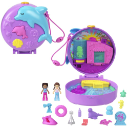 Polly Pocket - Аквариум с дельфинами Компактный набор + 2 куклы + аксессуары HWN96 / артикул   JFG56 HWN96  / GTIN 194735217793