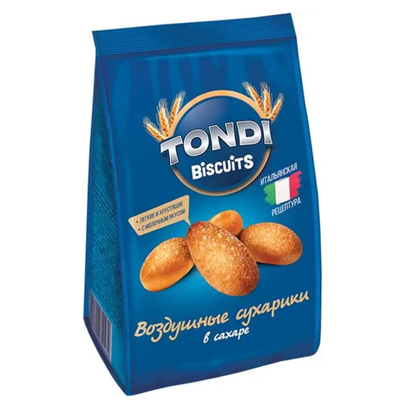 Воздушные сухарики в сахаре Яшкино TONDI с молочным вкусом 94 гр/пач