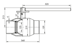 Кран шаровый Temper Ду150 Ру25 стандартнопроходной тип 282 приварной, ст. 20, L=360 мм