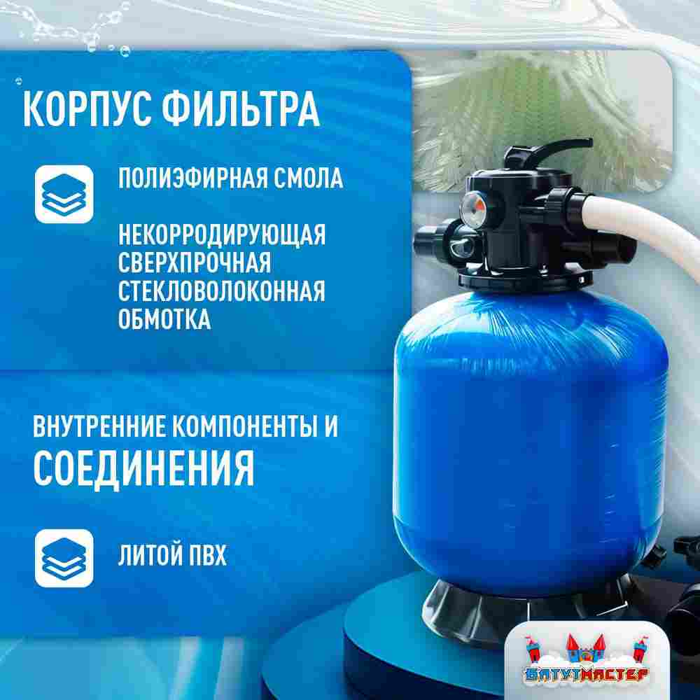 Песочный фильтр WL-ADG500 для бассейна до 92 м³, до 80 кг песка, до 11500 л/ч