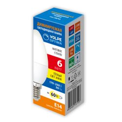 LED-C37-6W-3000K-E14-FR-DIM-SLS Лампа светодиодная. диммируемая. Форма свеча. матовая. Теплый белый свет 3000K. ТМ Volpe