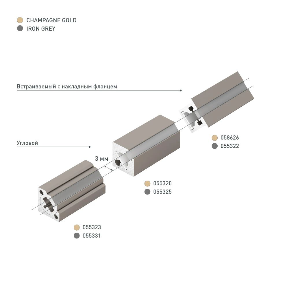 Профиль c экраном SL-KANT-H10-SQUARE-2000 CHAMPAGNE GOLD (Arlight, Алюминий+пластик) 055320