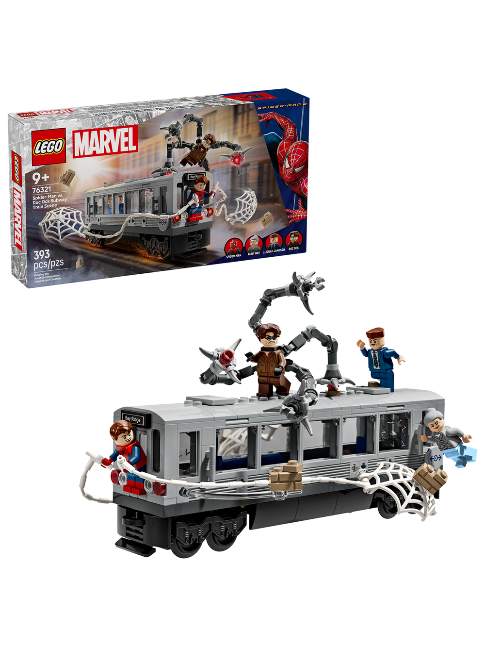 Конструктор Лего Марвел Сцена с Человеком-пауком 76321 | LEGO Marvel Spider-Man Doc Ock Subway Train Scene 393 детали 9+
