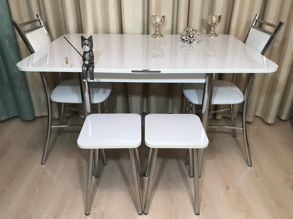 Раскладной кухонный стол Glossy wide white