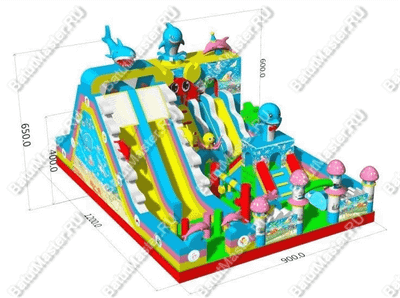 Коммерческий надувной батут "В глубинах моря" 12*9*6,5 м