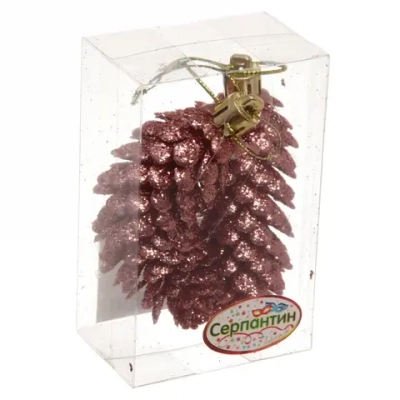 Ёлочные игрушки «Таинственное очарование» Шишки блестящие 9 см (набор 2 шт), розовое золото