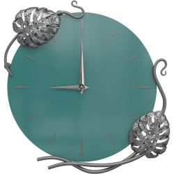 Часы настенные Monstera Deliciosa (Монстера) Колор Пастельно-синий Сильвер