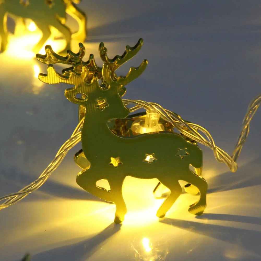 Гирлянда для дома «Золотой олень» 4м 20 ламп LED, 6*4 см прозр.пров.,1 реж, IP-20, Теплый белый (возможность соединения)