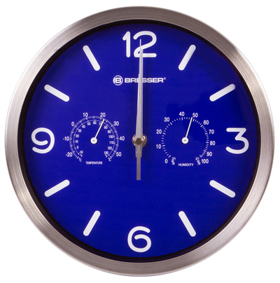 Часы настенные Bresser MyTime ND DCF Thermo/Hygro, 25 см, синие